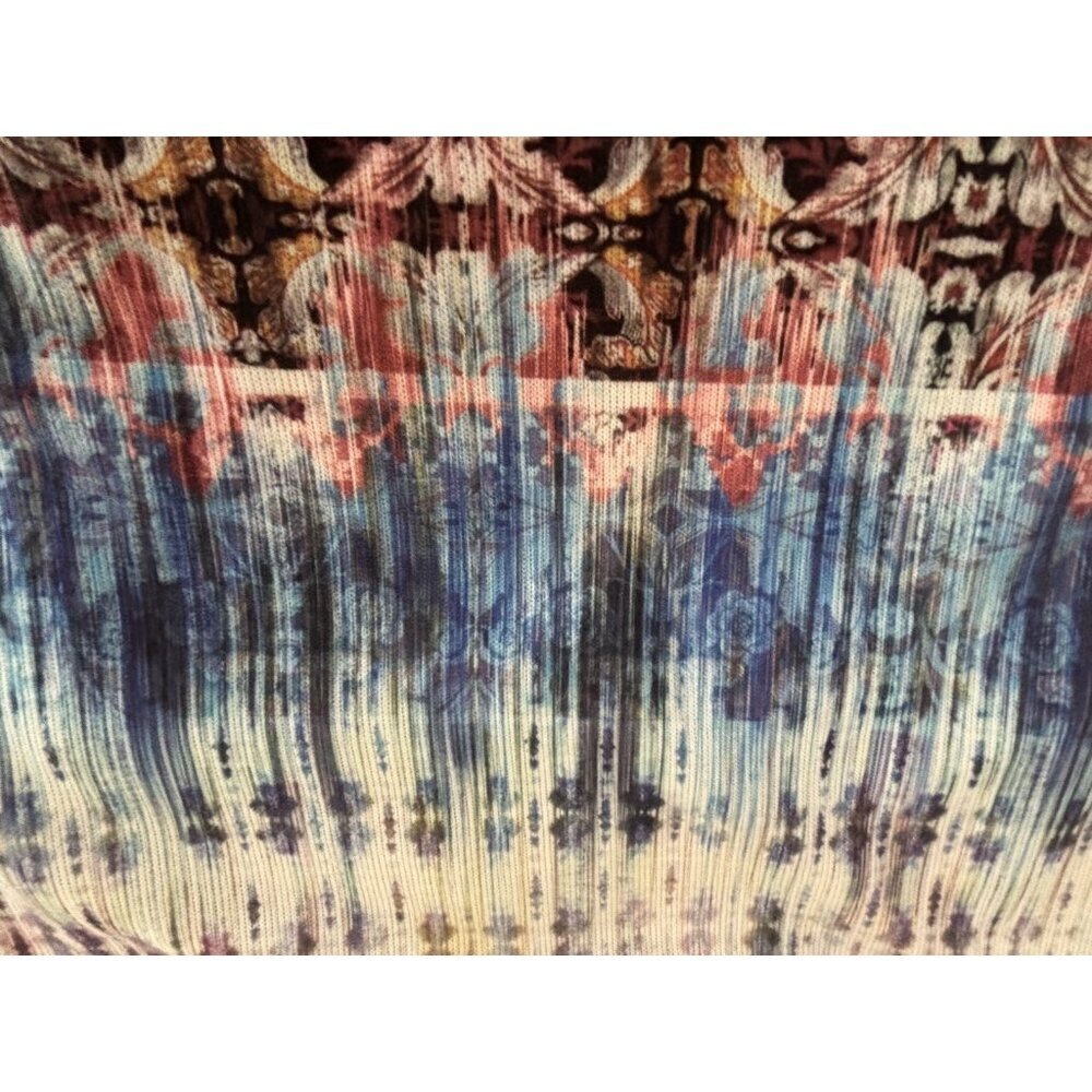 World Unity XL Multi-color Eastern Print Tunic Top Studded Asymmetrical Boho - Picture 10 of 14